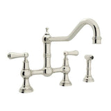 Rohl - EdwardianE Extended Spout Bridge Kitchen Faucet With Side Spray - Polished Nickel