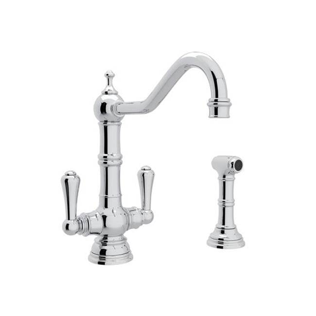 Rohl - EdwardianE Two Handle Kitchen Faucet With Side Spray - Polished Chrome