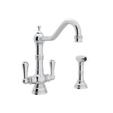 Rohl - EdwardianE Two Handle Kitchen Faucet With Side Spray - Polished Chrome