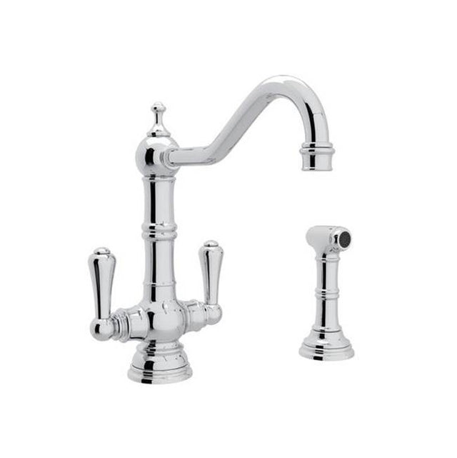 Rohl - EdwardianE Two Handle Kitchen Faucet With Side Spray - Polished Chrome