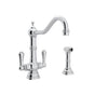 Rohl - EdwardianE Two Handle Kitchen Faucet With Side Spray - Polished Chrome