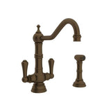 Rohl - EdwardianE Two Handle Kitchen Faucet With Side Spray - English Bronze
