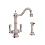 Rohl - EdwardianE Two Handle Kitchen Faucet With Side Spray - Satin Nickel