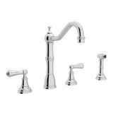 Rohl - EdwardianE Two Handle Kitchen Faucet With Side Spray - Polished Chrome