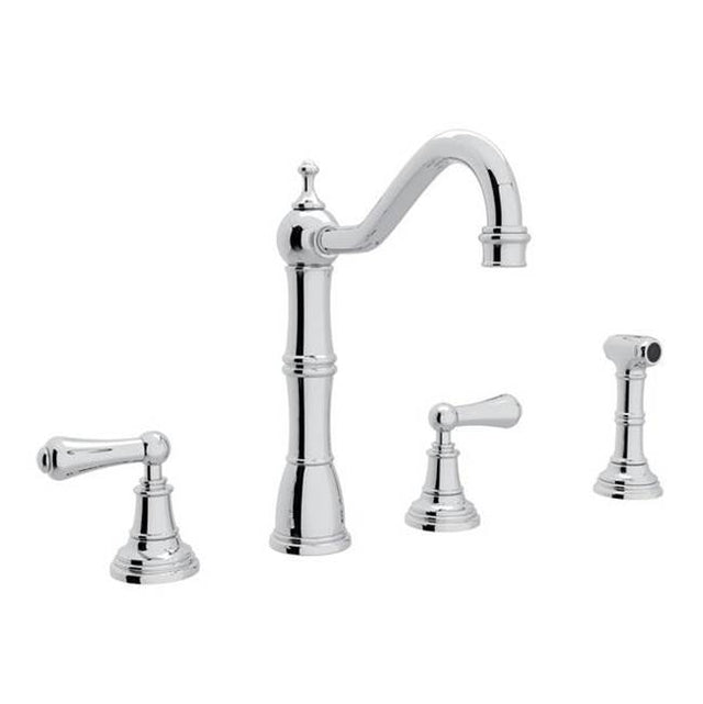 Rohl - EdwardianE Two Handle Kitchen Faucet With Side Spray - Polished Chrome