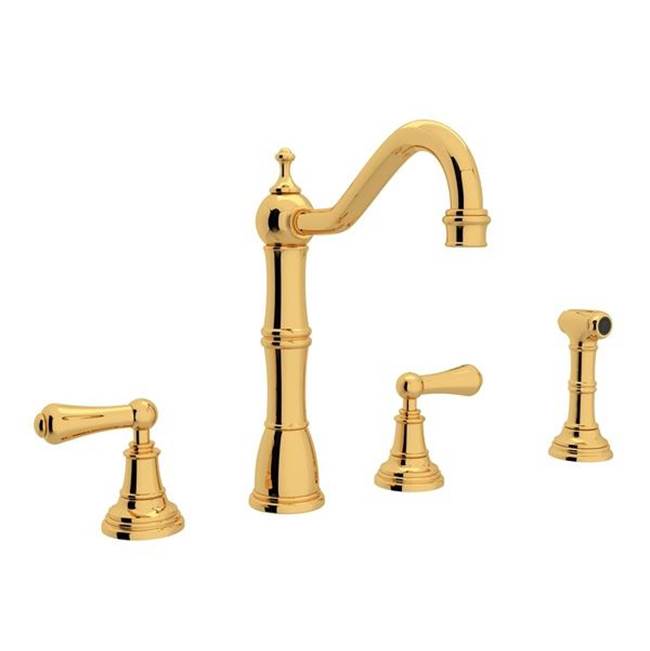 Rohl - EdwardianE Two Handle Kitchen Faucet With Side Spray - English Gold