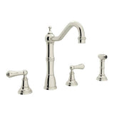 Rohl - EdwardianE Two Handle Kitchen Faucet With Side Spray - Polished Nickel
