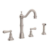 Rohl - EdwardianE Two Handle Kitchen Faucet With Side Spray - Satin Nickel