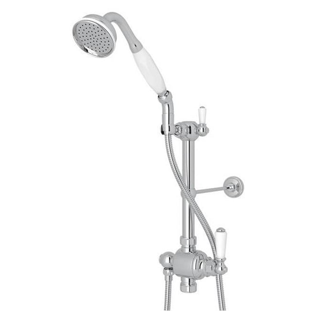 Rohl - Riser Diverter, Handshower, Handshower Holder, Hose and 8'' Thermostatic Outlet - Polished Chrome