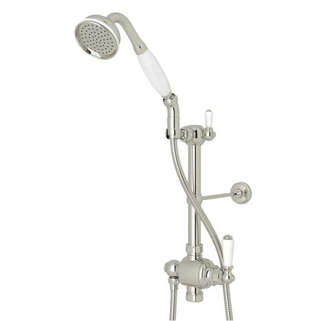 Rohl - Riser Diverter, Handshower, Handshower Holder, Hose and 8'' Thermostatic Outlet - Polished Nickel