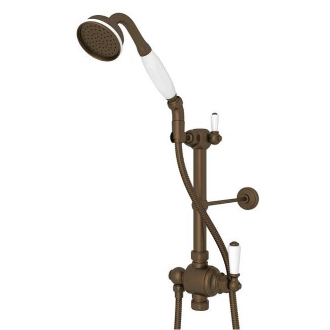 Rohl - Riser Diverter, Handshower, Handshower Holder, Hose and 8'' Thermostatic Outlet - English Bronze