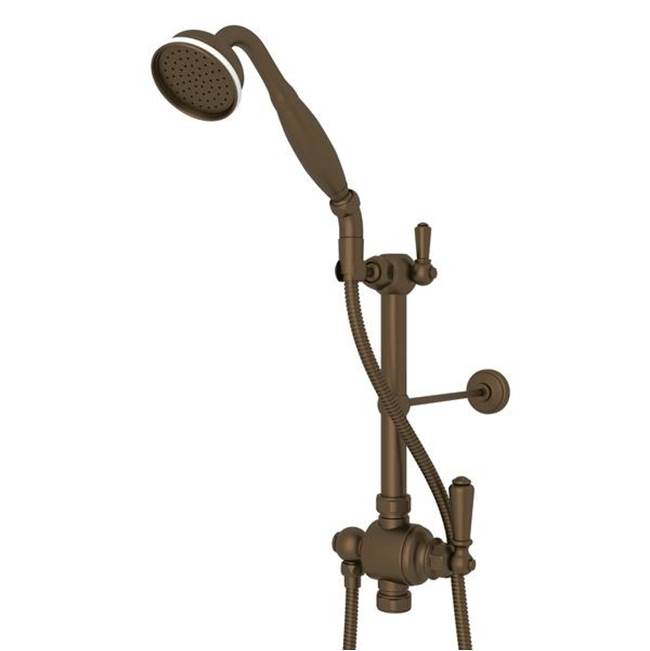 Rohl - Riser Diverter, Handshower, Handshower Holder, Hose and 8'' Thermostatic Outlet - English Bronze