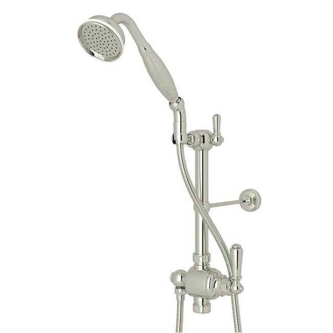 Rohl - Riser Diverter, Handshower, Handshower Holder, Hose and 8'' Thermostatic Outlet - Polished Nickel