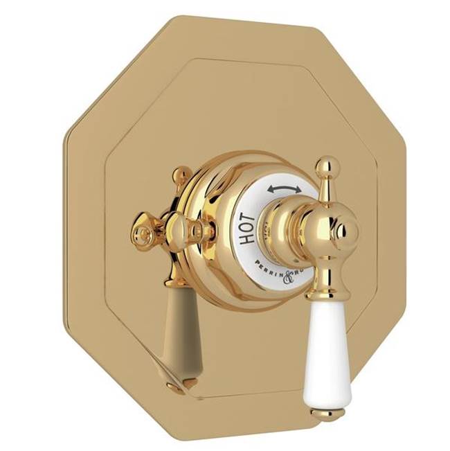 Rohl - EdwardianE 3/4'' Octagonal Thermostatic Trim Without Volume Control - Unlacquered Brass