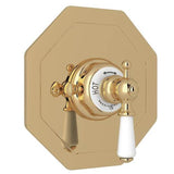 Rohl - EdwardianE 3/4'' Octagonal Thermostatic Trim Without Volume Control - Unlacquered Brass