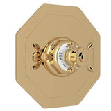 Rohl - EdwardianE 3/4'' Octagonal Thermostatic Trim Without Volume Control - Unlacquered Brass