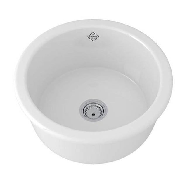 Rohl - LancasterE 18'' Single Bowl Round Bar/Food Prep Fireclay Kitchen Sink - White (WH)