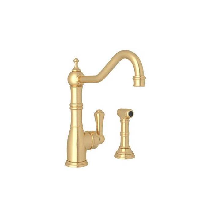 Rohl - EdwardianE Kitchen Faucet With Side Spray - Satin English Gold