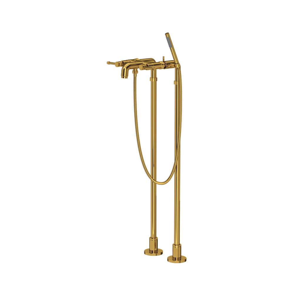 Rohl - CampoE Floor Mount Tub Filler - Unlacquered Brass