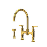 Rohl - SouthbankE Bridge Kitchen Faucet With Side Spray - Unlacquered Brass