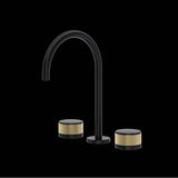 Rohl - AmahleE Widespread Lavatory Faucet With C-Spout - Matte Black With Antique Gold