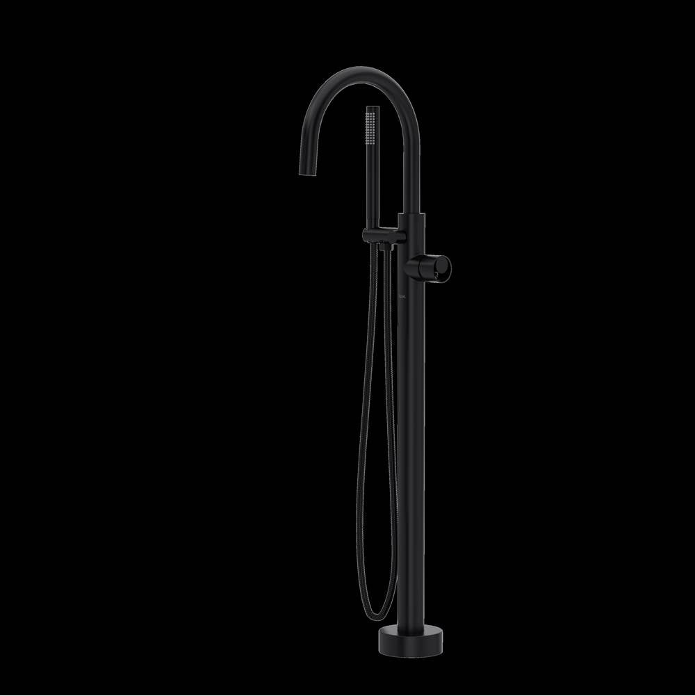 Rohl - EclissiE Single Hole Floor Mount Tub Filler Trim With C-Spout - Matte Black