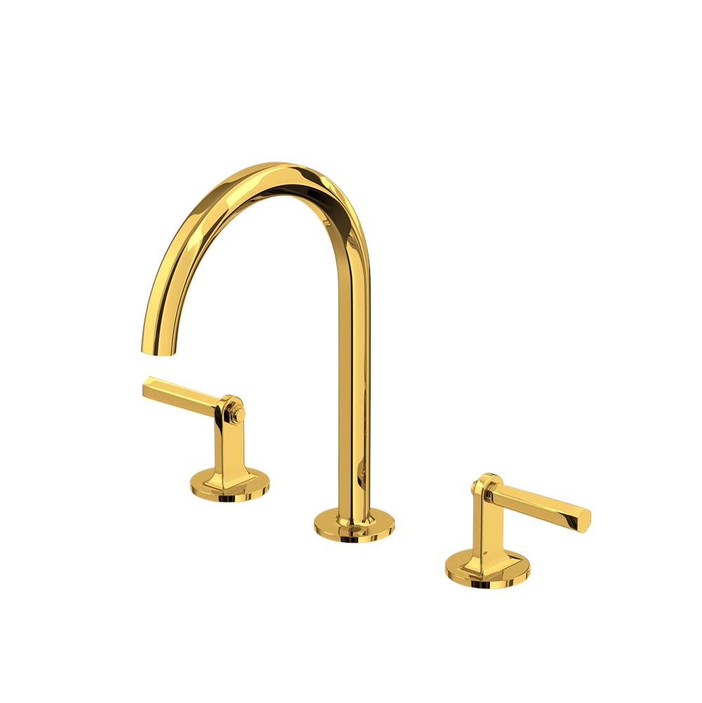 Rohl - ModelleE Widespread Lavatory Faucet With C-Spout - Unlacquered Brass