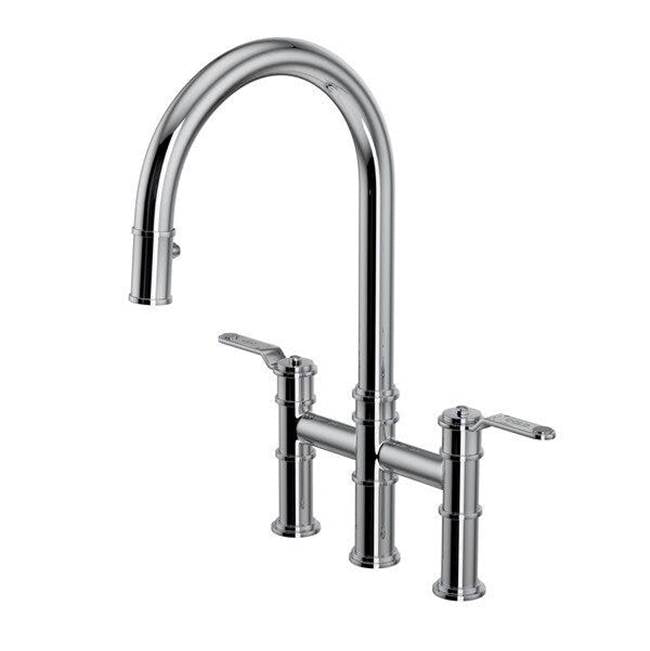 Rohl - ArmstrongE Pull-Down Bridge Kitchen Faucet With C-Spout - Polished Chrome