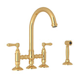 Rohl - San Julio Bridge Kitchen Faucet With Side Spray - Italian Brass