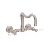Rohl - Acqui Wall Mount Bridge Kitchen Faucet With Column Spout - Satin Nickel