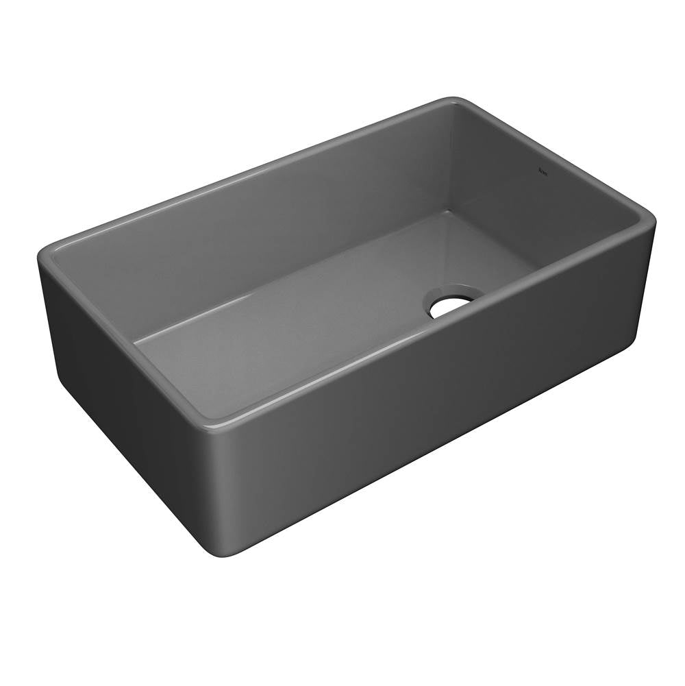 Rohl - AlliaE 32'' Fireclay Single Bowl Farmhouse Apron Front Kitchen Sink - Satin Grey