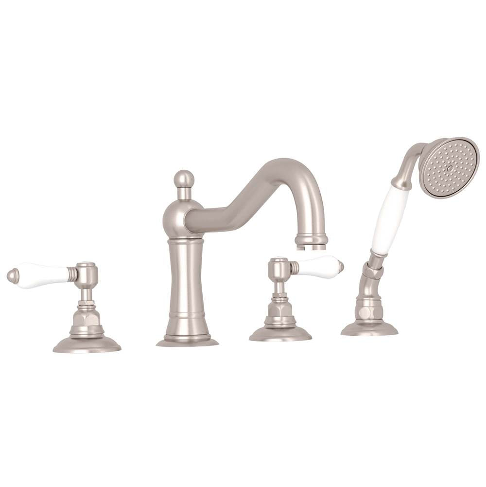 Rohl - Acqui 4-Hole Deck Mount Tub Filler - Satin Nickel