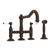 Rohl - Acqui Bridge Kitchen Faucet With Side Spray - Tuscan Brass