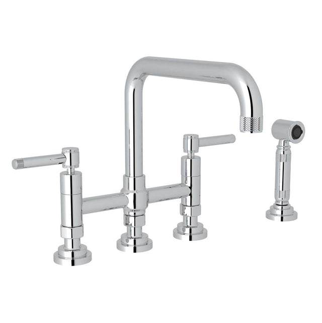 Rohl - CampoE Bridge Kitchen Faucet With Side Spray - Polished Chrome