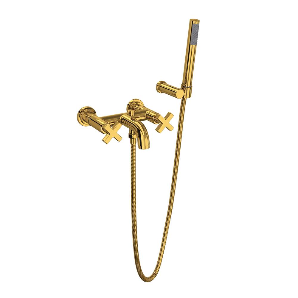 Rohl - Lombardia Exposed Wall Mount Tub Filler - Unlacquered Brass