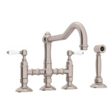 Rohl - Acqui Bridge Kitchen Faucet With Side Spray - Satin Nickel