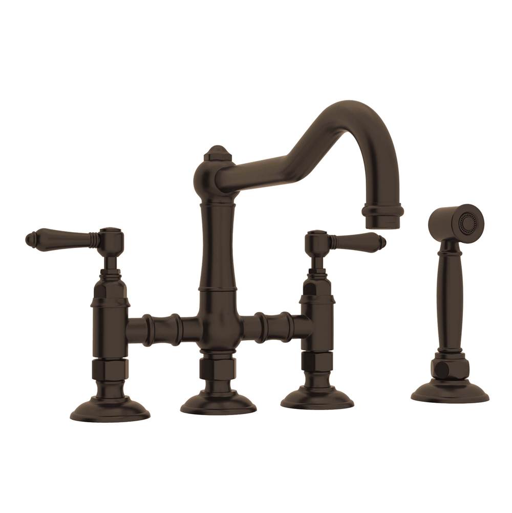 Rohl - Acqui Bridge Kitchen Faucet With Side Spray - Tuscan Brass