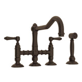 Rohl - Acqui Bridge Kitchen Faucet With Side Spray - Tuscan Brass