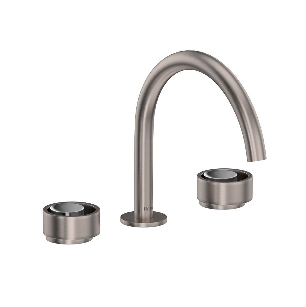 Rohl - EclissiE Widespread Lavatory Faucet With C-Spout - Satin Nickel With Polished Chrome
