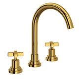 Rohl - Lombardia Widespread Lavatory Faucet With C-Spout - Unlacquered Brass