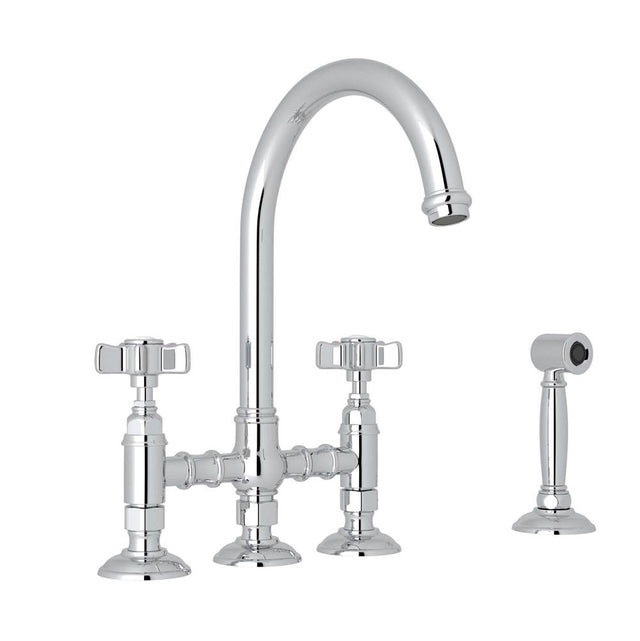 Rohl - San Julio Bridge Kitchen Faucet With Side Spray - Polished Chrome