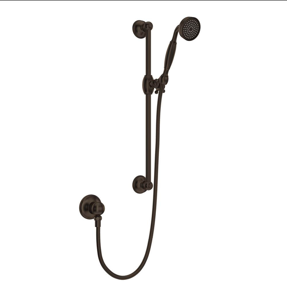 Rohl - Handshower Set With 22'' Slide Bar and Single Function Handshower - Tuscan Brass