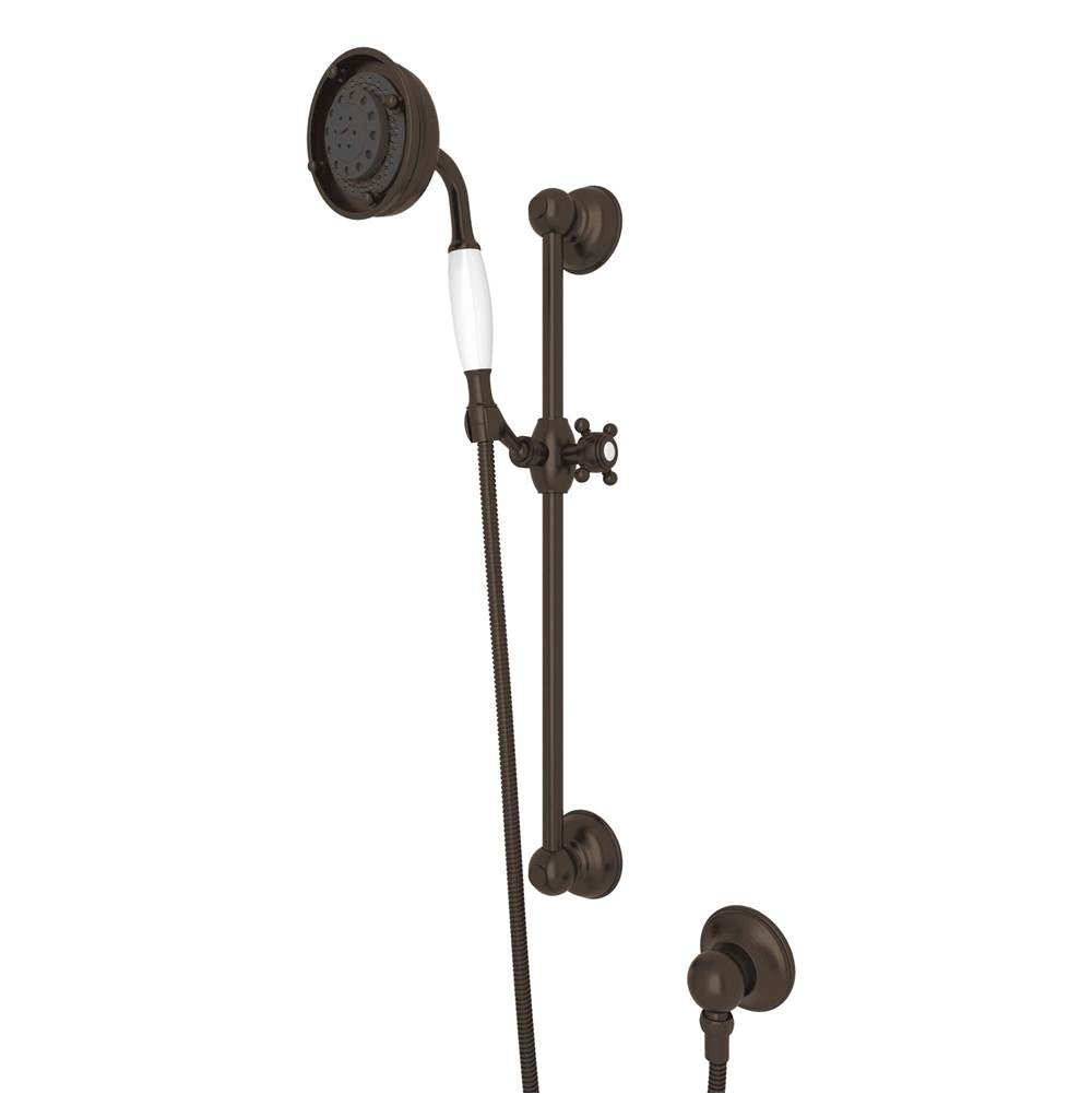 Rohl - Handshower Set With 22'' Slide Bar and 3-Function Handshower - Tuscan Brass