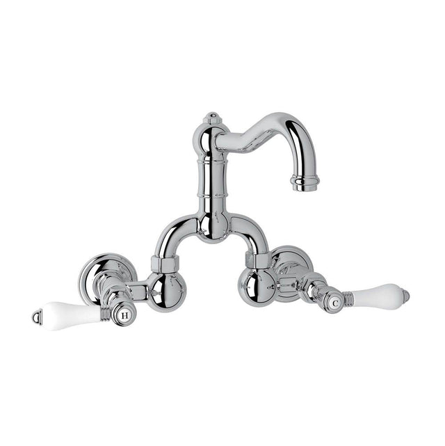 Rohl - Acqui Wall Mount Bridge Lavatory Faucet With Column Spout - Polished Chrome