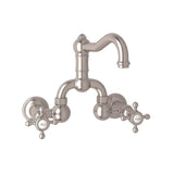 Rohl - Acqui Wall Mount Bridge Lavatory Faucet With Column Spout - Satin Nickel