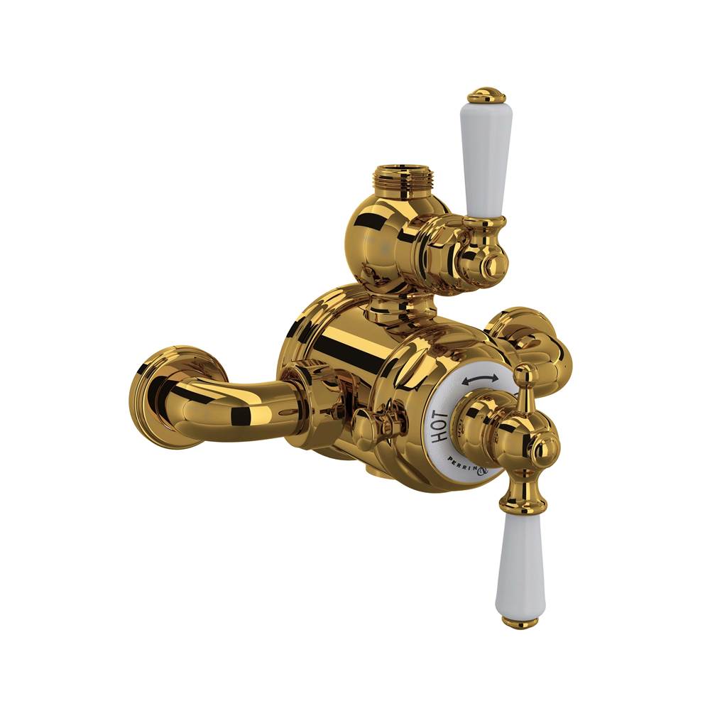 Rohl - EdwardianE 3/4'' Exposed Therm Valve With Volume And Temperature Control - Unlacquered Brass