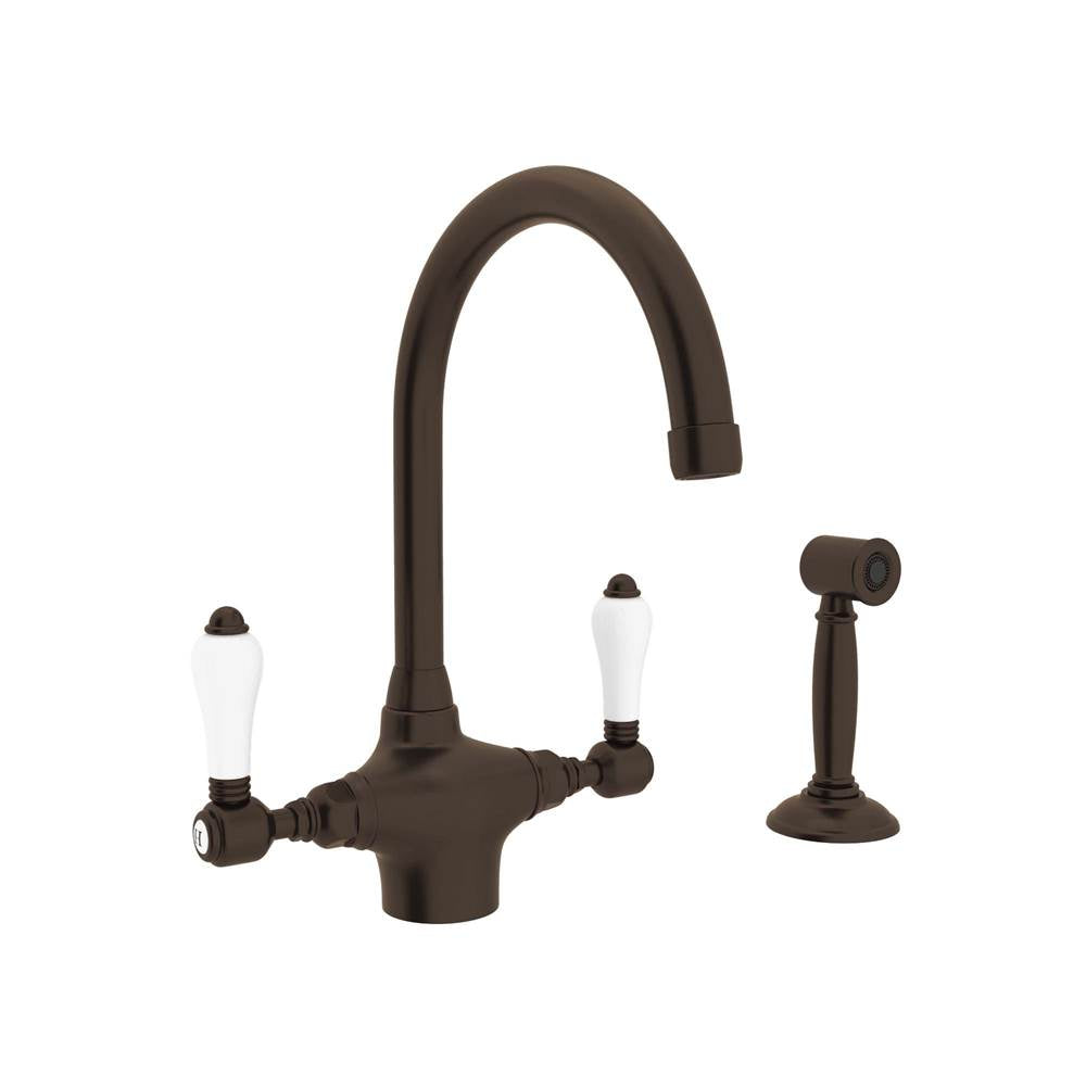 Rohl - San Julio Two Handle Kitchen Faucet With Side Spray - Tuscan Brass