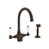 Rohl - San Julio Two Handle Kitchen Faucet With Side Spray - Tuscan Brass
