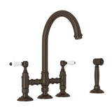 Rohl - San Julio Bridge Kitchen Faucet With Side Spray - Tuscan Brass