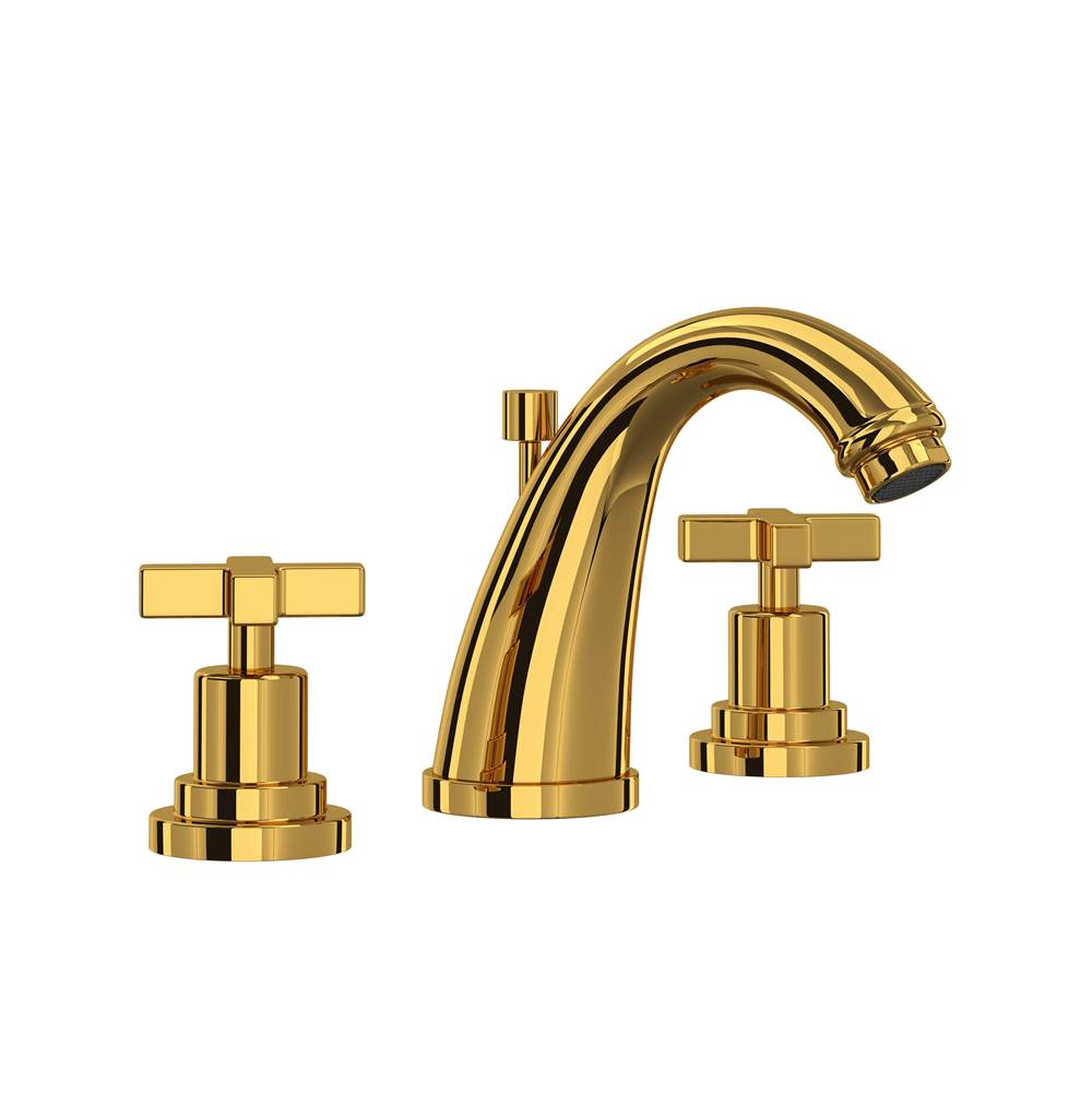 Rohl - Lombardia Widespread Lavatory Faucet With C-Spout - Unlacquered Brass